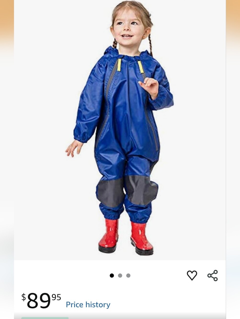 Cloudveil Kids Waterproof Rain Suit - Blue with Gray Knees 3 T
